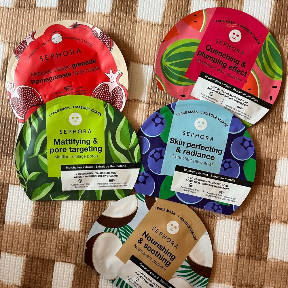 Five Sephora sheet face masks